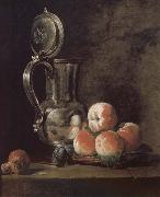 Jean Baptiste Simeon Chardin Metal pot with basket of peaches and plums oil painting reproduction
